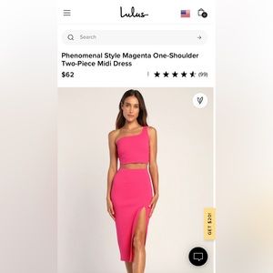 Lulus Magenta Two Piece Midi Dress